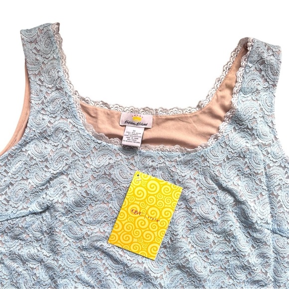 Kathleen Kirkwood Blue & Nude Lace Tank Top NWT Size 3X - Picture 2 of 7
